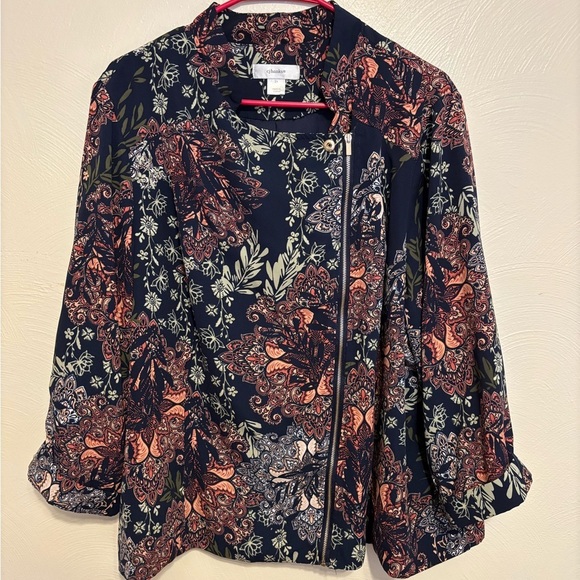 CJ Banks Jackets & Blazers - CJ Banks Floral Paisley Zip Front Jacket Blazer Women’s 2X